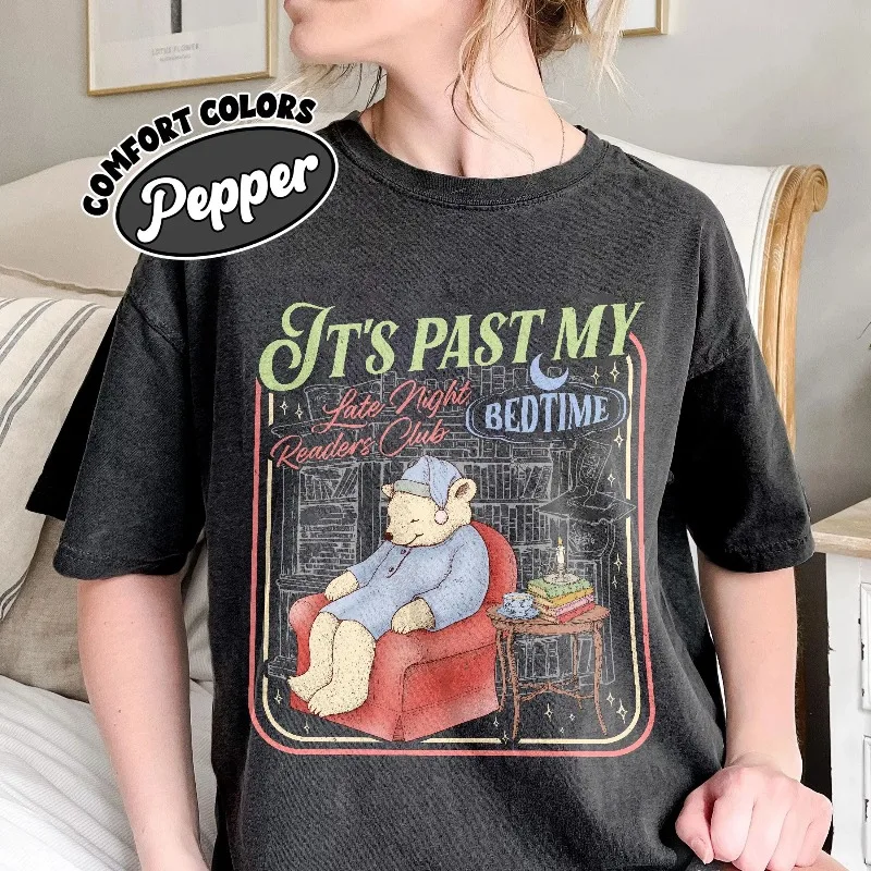 Autumn New Base Shirt Unisex T-shirt, Preppy Teacher Mom Shirt, It’s Past My Bed Time, Late Night Reader Book Club Graphic Tee,