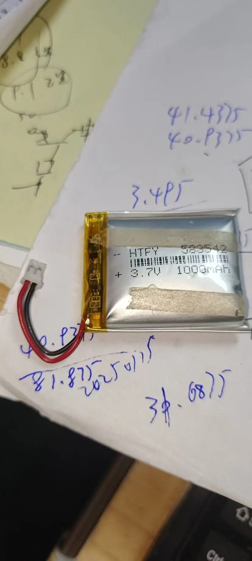 1000mAh polymer  583542 capacity meter smart watch shaver sound pickup beauty eye recording 1.25 heads 3.7V