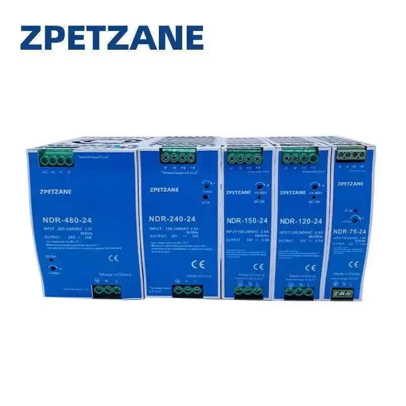Fonte de alimentação para o equipamento bonde, ultra fino, montagem do trilho do RUÍDO, única saída, C.A., C.C., NDR-75, 120 W, 150W, 12 V, 24V