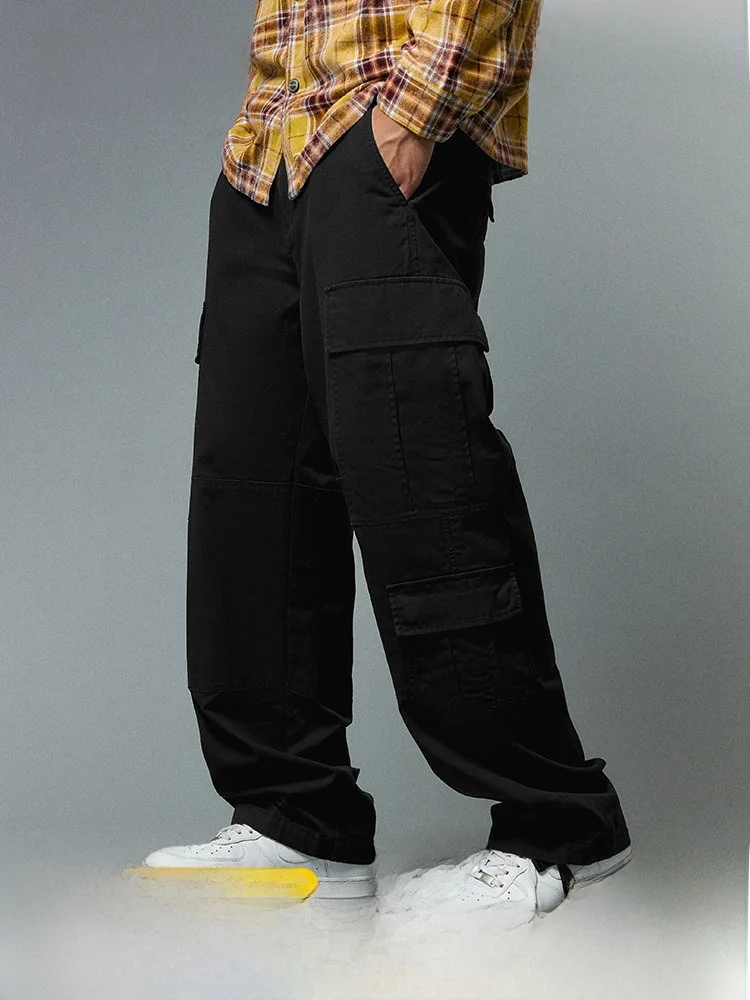 

Beaster Men's Casual Pants Winter Outdoor Loose Straight American Sle Workwear Trousers Multi-ket Loose Fit Leisure Trou...