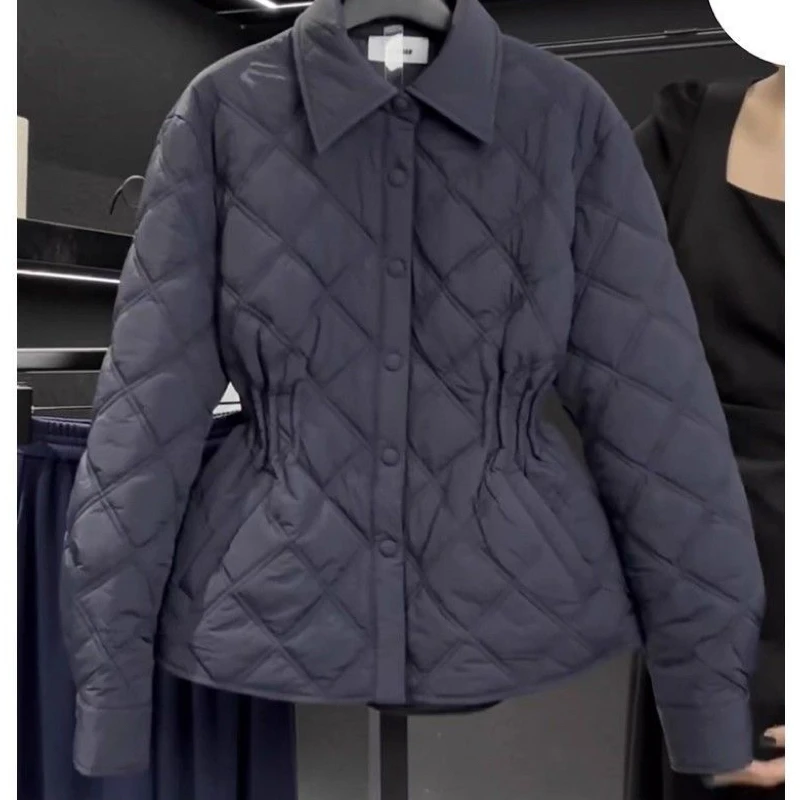 Giacca in cotone autunno inverno donna 2025 nuova moda allentata casual tenere al caldo cappotto in cotone la vita tuta sportiva nera femminile