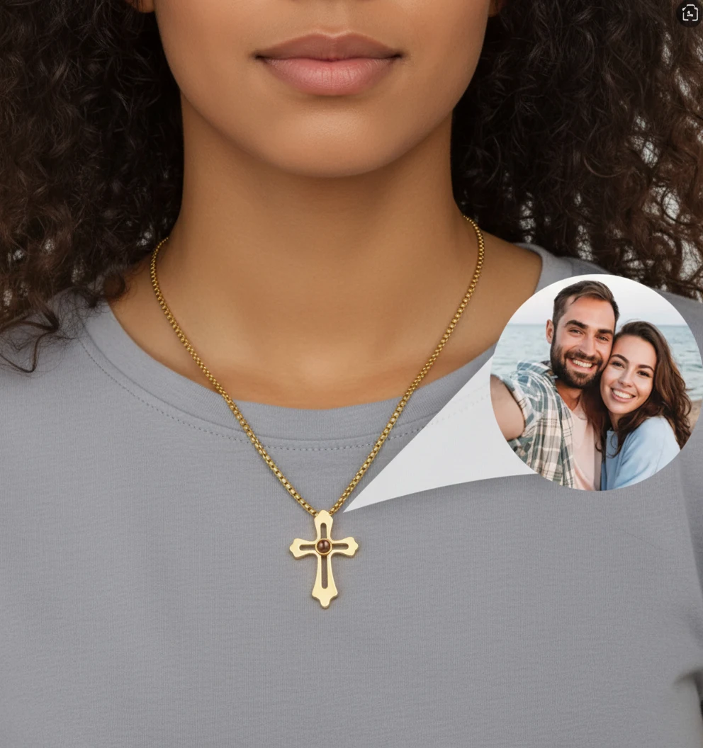 

Custom Projection Photo Necklace Personalized Lover Photo Pendant Chain Pet Memorial Gift Anniversary Gift Valentine's 2026