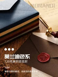 10pcs Linen Texture Retro Creative Envelope Letter Paper Fire Lacquer Seal Seal Color Gift Card Invitation Greeting Card