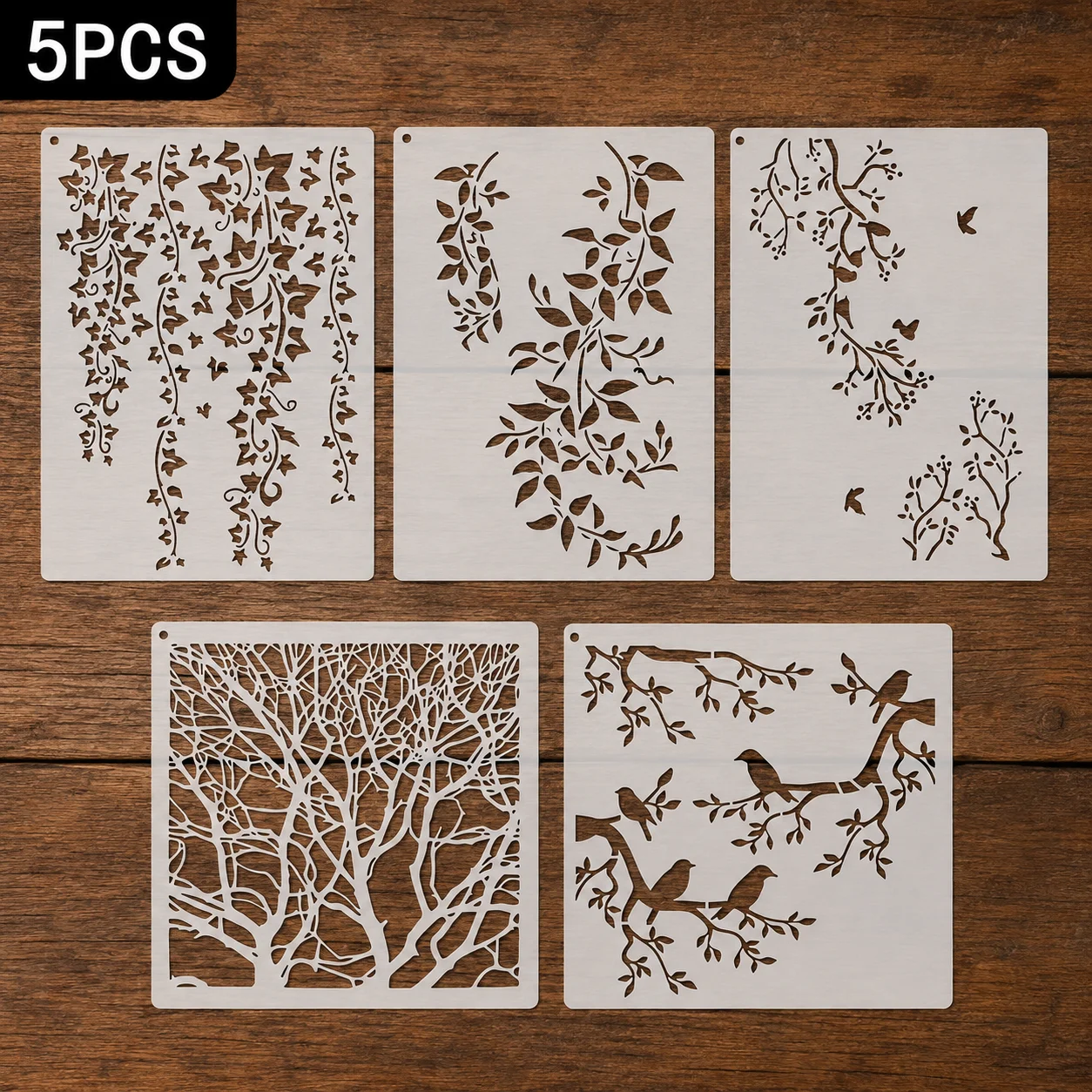 5PCS Decorative Pattern Stencil Set Reusable Drawing Templat