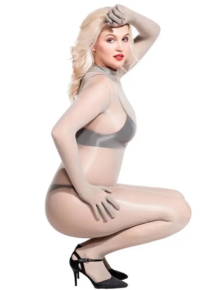 الياقة المدورة أصابع منفصلة 8D النايلون Catsuit جوارب طويلة بوديستوكينج الجوارب شفافة يوتار الملتصقة مثير كلوبوير الملابس الداخلية