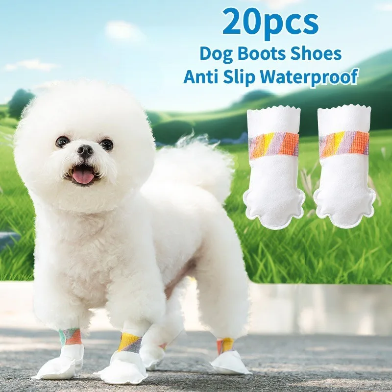 20pcs Dog Boots Shoes Anti Slip Waterproof Pet Cat Disposable Pet Protective Shoes