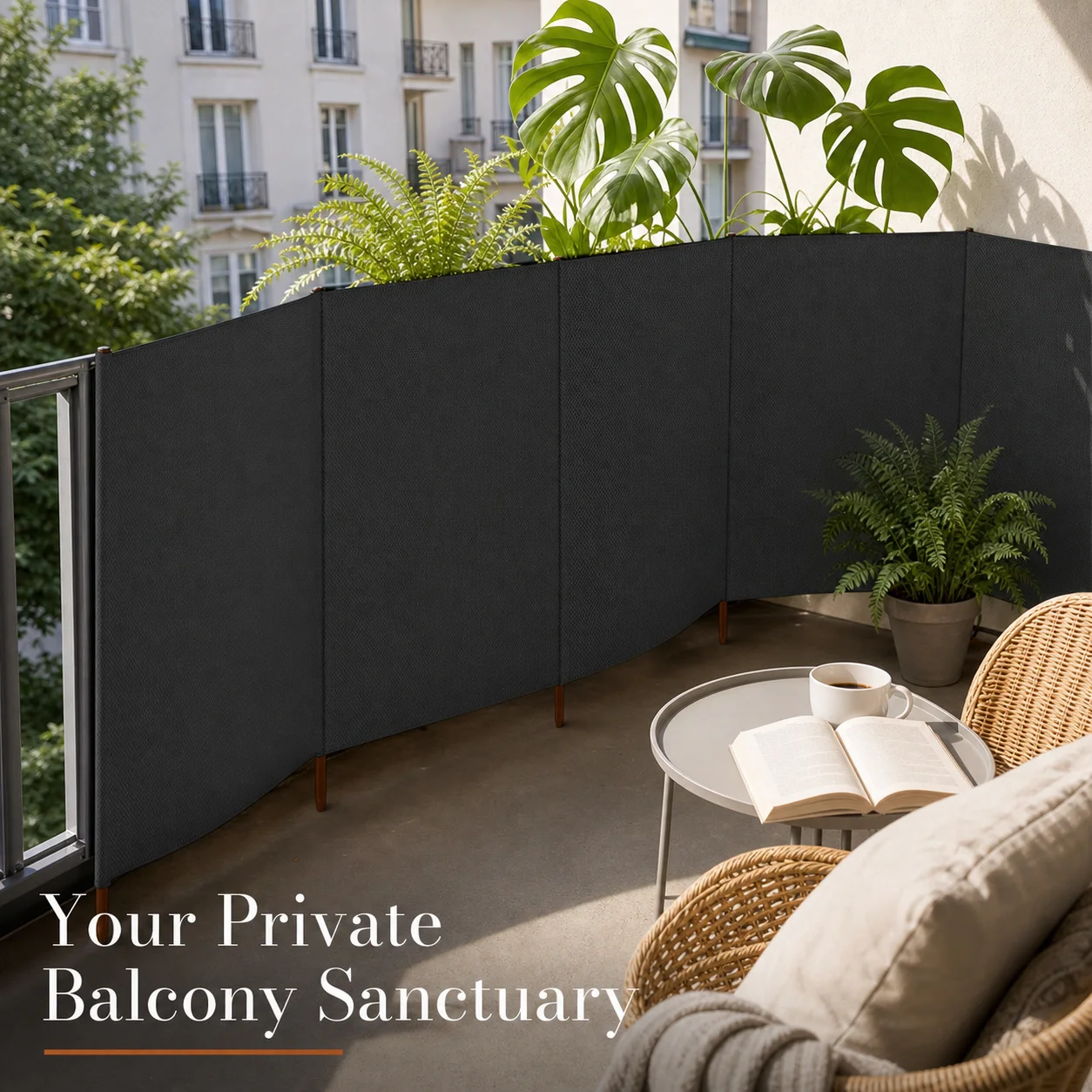 Paravent de protection contre le vent en maille, 9 pièces, 1200x80cm, anthracite, pour jardin, patio, balcon