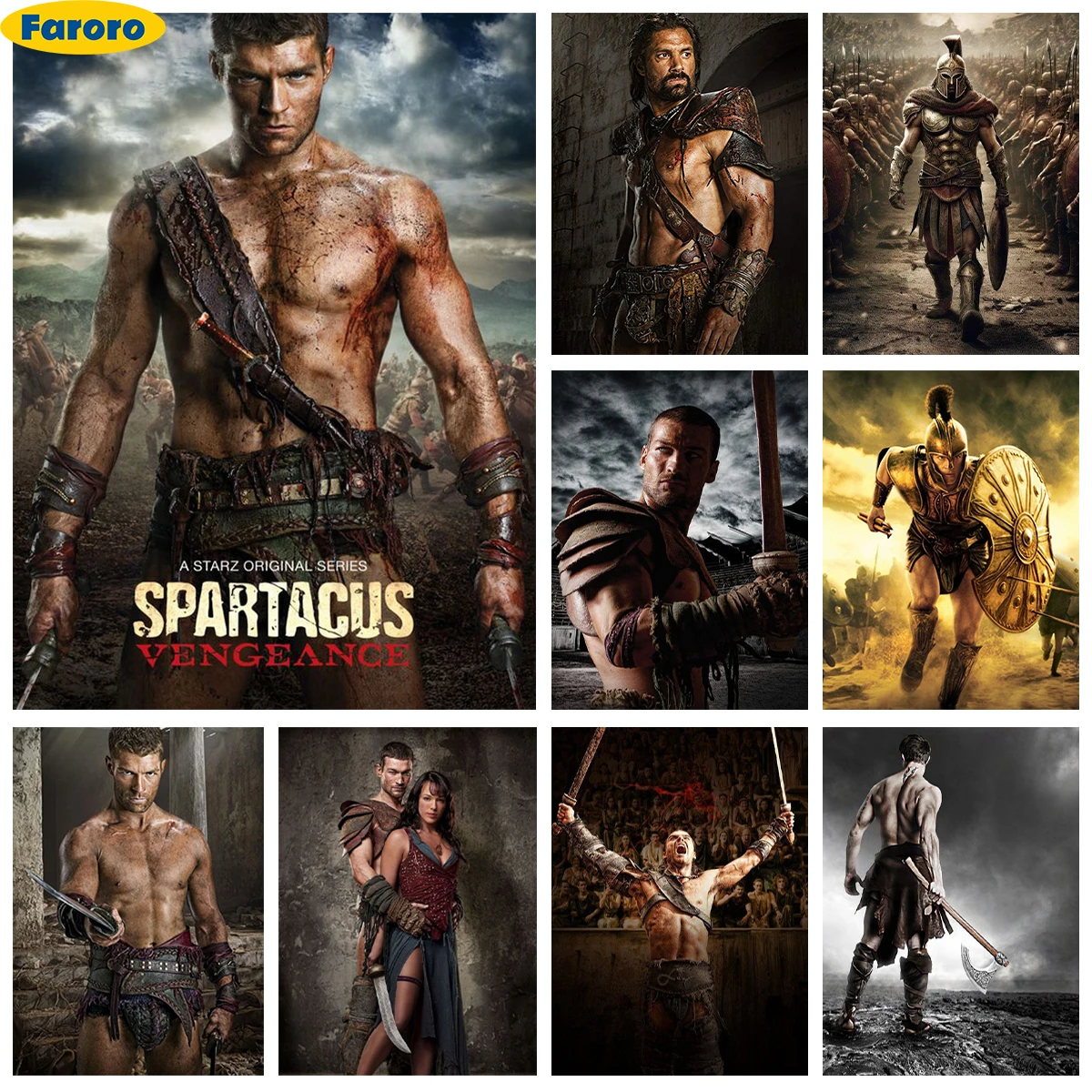 S-Spartacus 5D Diamond Painting Action TV Posters Diy Diamond Embroidery Cross Stitch Ancient Roman Gladiator Home Wall Decor