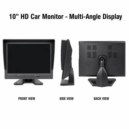 10 Inch T108 Truck Monitor IPS 1024*600 AHD 4CH Split Screen Voice Control MP5 Button Monitor With Camera & Wiring Kit