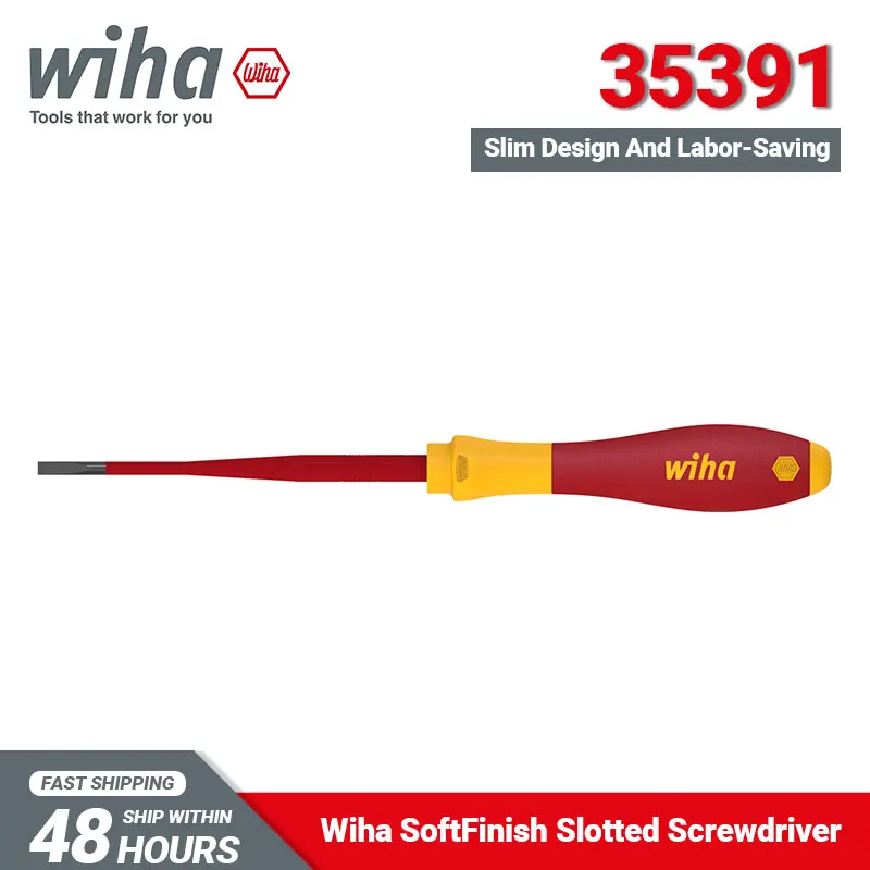 

Wiha 35391 Electrician Insulated Screwdrivers 5.5mm Slotted 1000V VDE-tested SoftFinish Screwdriver with Electric Slimfix