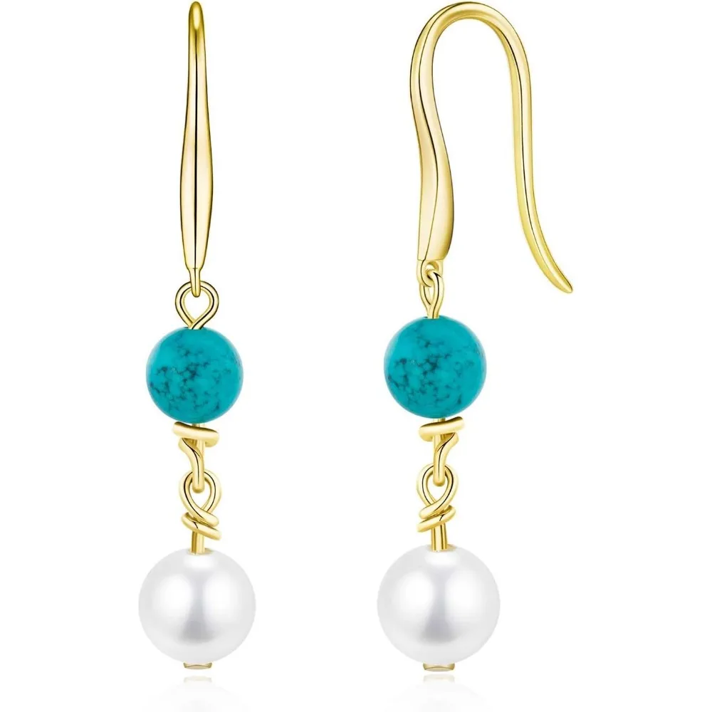 

Sterling Silver Pearl Drop Earrings Lightweight for Daily Wear Gift for Mom or Friend