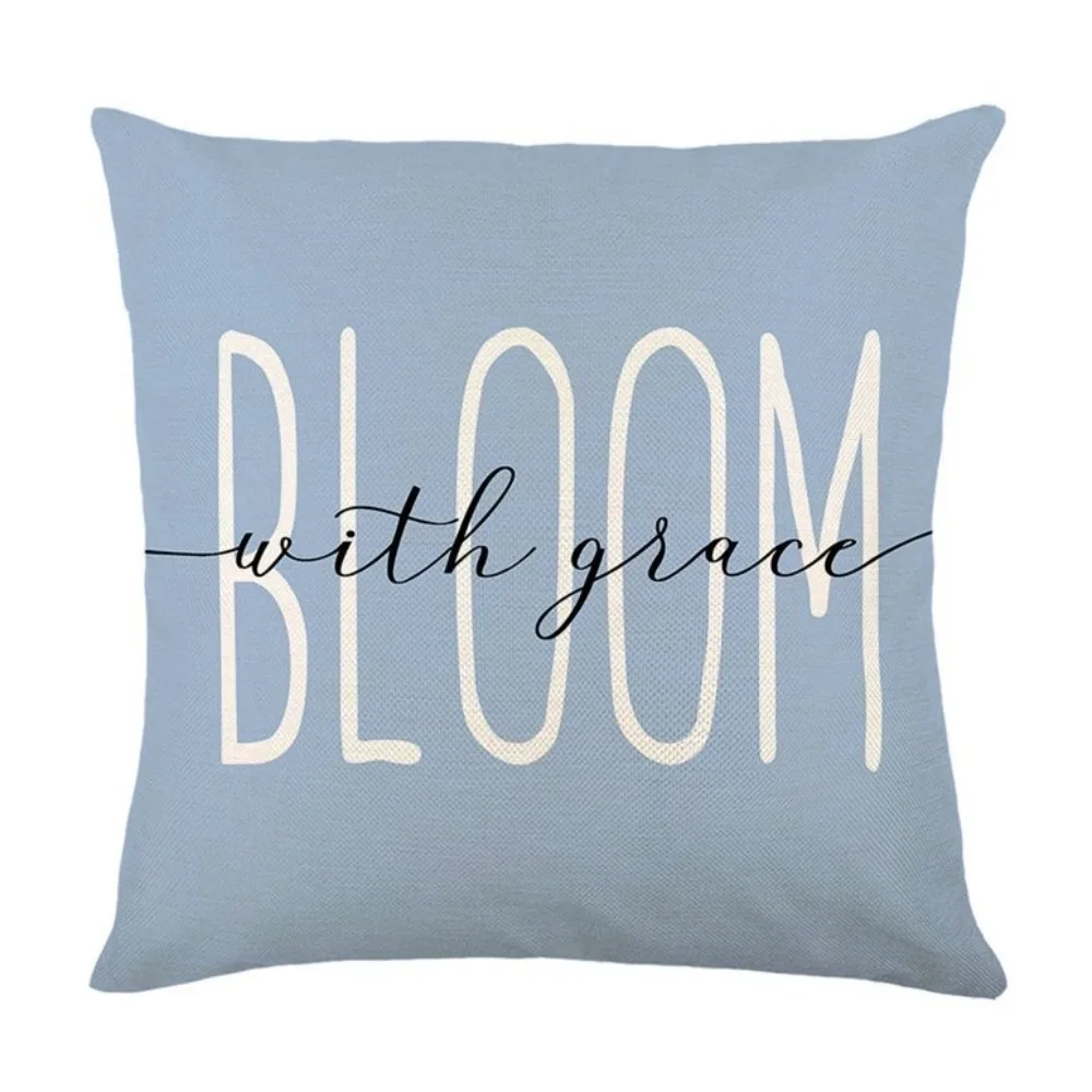 Decorative Skin-Friendly Hydrangea Cushion Cover Linen Flower Printed Throw Pillow Cover Soft with Zipper Pillowcase Sofa