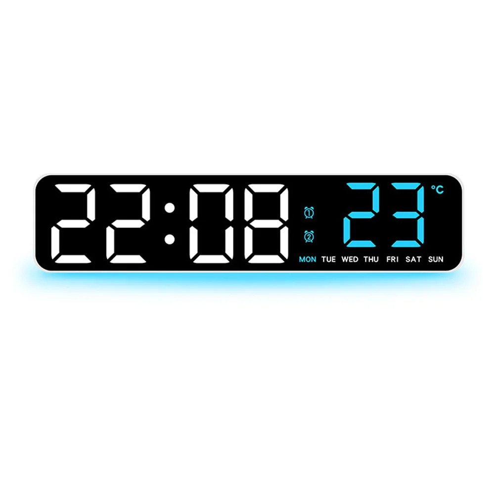 1pc LED Digital Clock With Temperature Sensor Adjustable Brightness Multi-functional Display Countdown Timer Ambient Lighting
