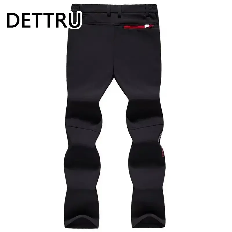 Men Winter Fleece Waterproof Outdoor Elastic Pants Soft Shell Camp Fish Trekking Climb Hiking Sport Travel Training Run Trousers