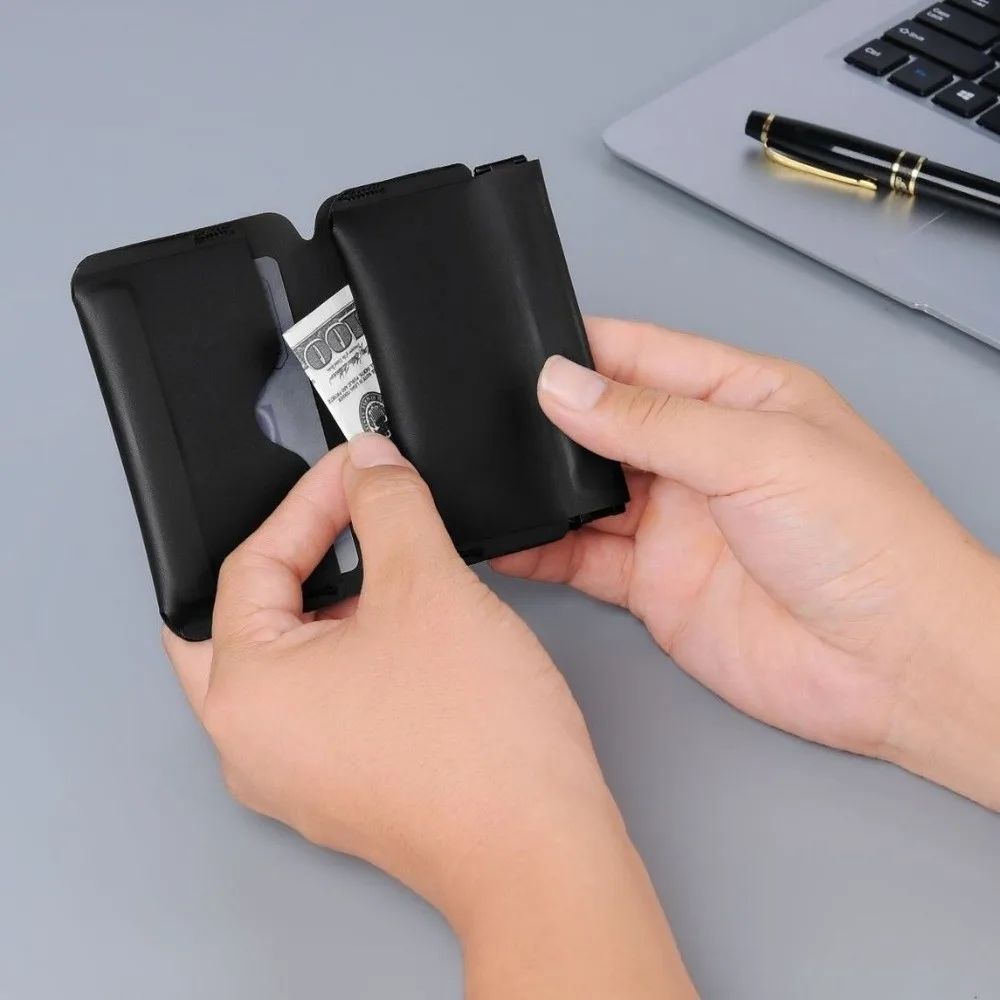 Portable Self-closing Coin Purse Foldable Mini Business Card Holder Ultra-light Magnetic Buckel Wallet