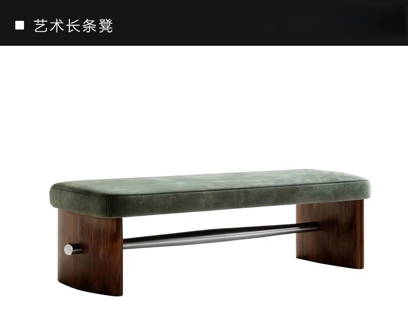 Italian light luxury solid wood bench home shoe change stool living room sofa stool bedroom bedside stool soft bag bench