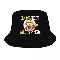 Bucket Hats Bob The Builder Can We Fix It Headwear Foldable Outdoor Fishing Cap Funny Repair Man Session Hats Dropshipping