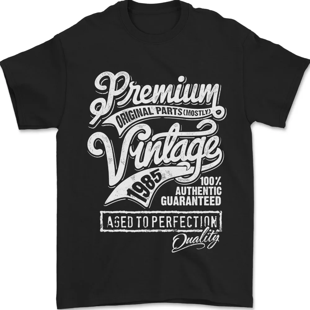 

Aged To Perfection Vintage 40th Birthday Tshirt 1985 Graphic Printed Mens T-Shirt Men Summer Crewneck Cotton Short Sleeve