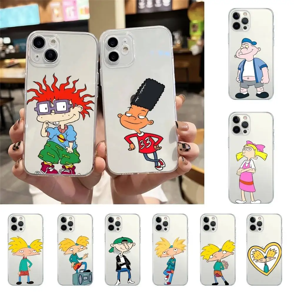 

Hey-A-Arnolds-S Cartoon Phone Case For Iphone 15 11 13 14 Pro Max 7 8 Plus X Xr Xs Max 16pro 12mini Transparent Cover