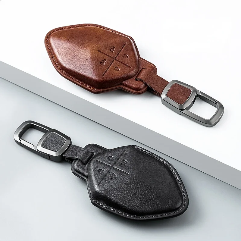 

Leather For Changan Deepal S7 SL03 2022 2023 4 Buttons Smart Remote Car Key Case Cover Holder Protector Accessories keychain