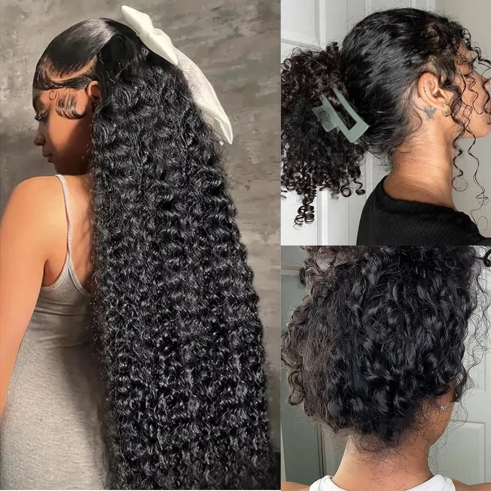 

Hidden Strap Upgraded Full 360 Lace Front Wigs Human Hair Deep Wave 13x4 Frontal Wig With Drawstring 30 Inch Glueless 5X5 Curly