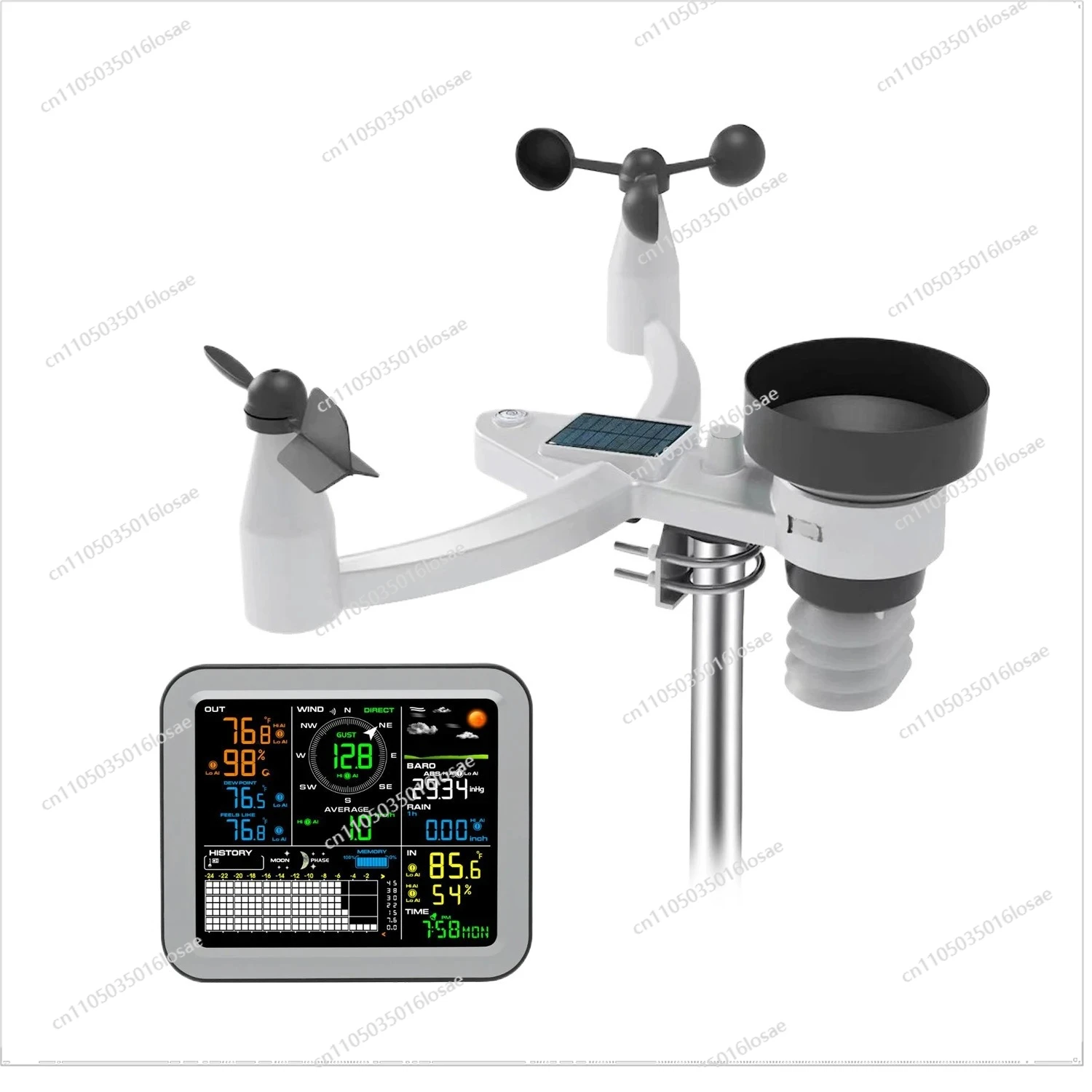 For 0345 Wireless Multifunction Weather Station Wind Speed, Wind Direction, Rainfall, Temperature and Humidity 24H/48H Forecast
