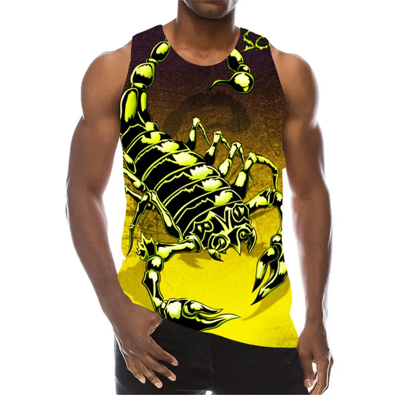 Men\'s Scorpion Fashion 3D Tanks Sleeveless Summer Street Style Tops 3D Animal Print Loose Casual Male Vest Top Big Size 6XL