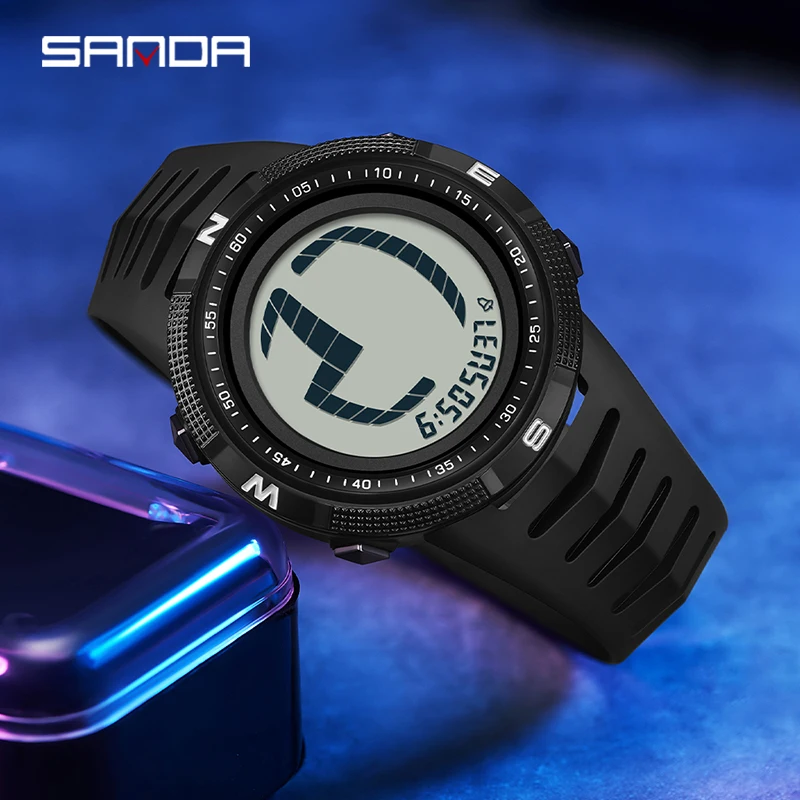 SANDA Abstract Luxury Men Sports Watch Chic Waterproof Military Cool LED Display Clock Digital Wristwatches Clock Reloj Hombre