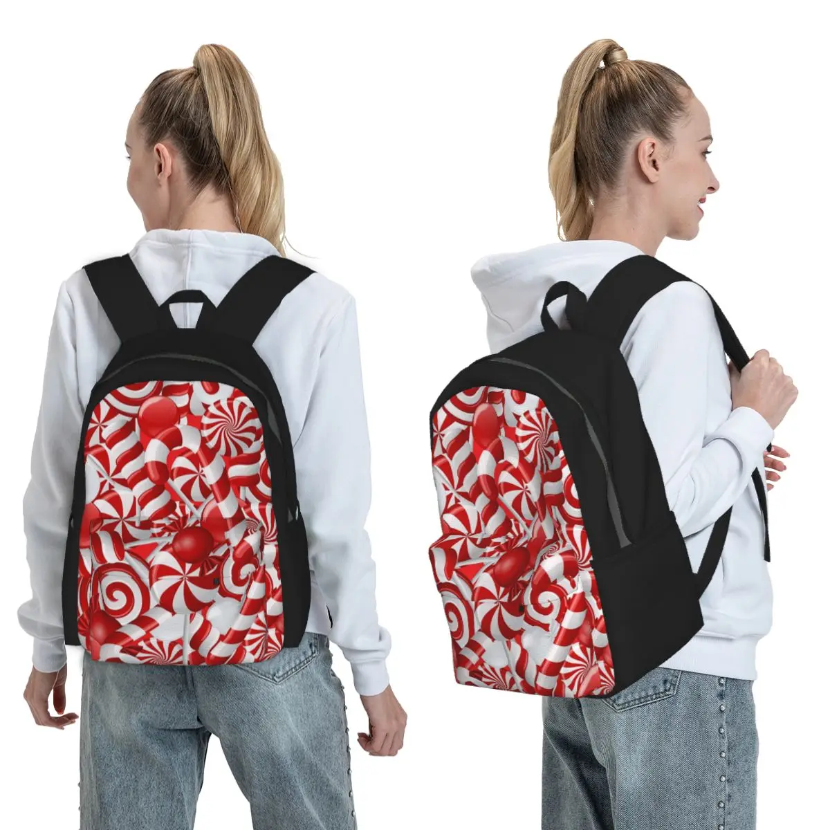 Peppermint Candy Backpack Boys Girls BookBag Kids School Bag Laptop Shoulder Bags for Men Women