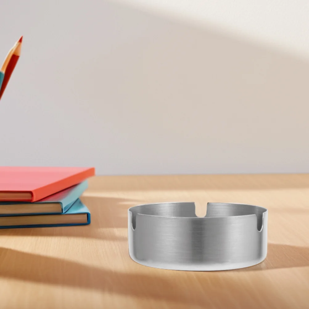 

Stainless Steel Ashtray 10Cm Round Unbreakable Smoke Proof Cigarette Tray For Home Office Hotel Indoor Outdoor Use Desktop Metal