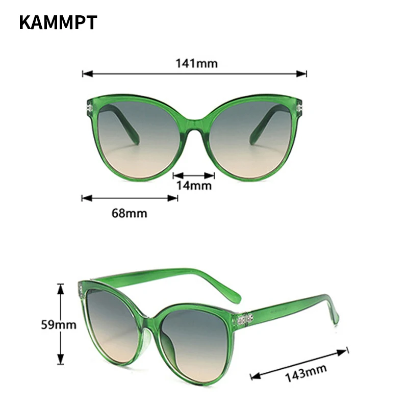 نظارات شمسية KAMMPT-Cat للنساء ، ظلال كبيرة الحجم للأماكن الخارجية ، لون الحلوى ، موضة عتيقة ، نظارات شمسية بتصميم علامة تجارية ، جديدة وأنيقة ،