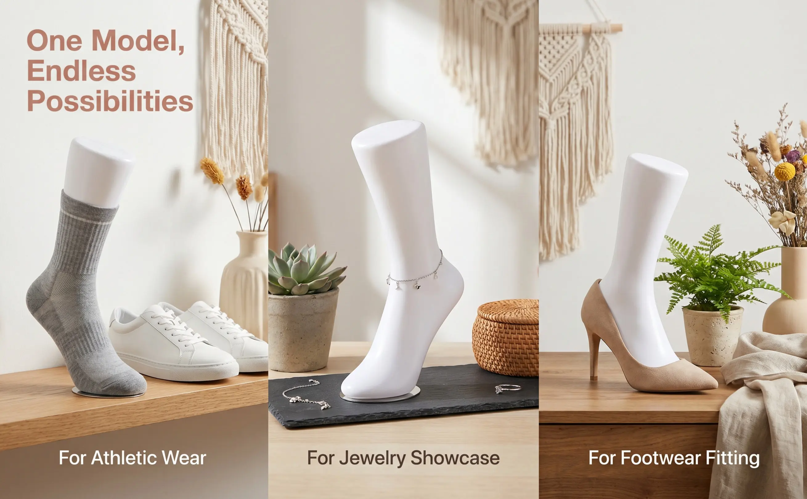 Sturdy Vinyl and Iron Foot Mannequin for Women Socks Display High Detail Realism Seamless Shape Anklet Shoe Jewelry Store