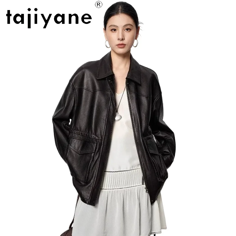 TAJIYANE Schafsleder-Jacke für Damen Mittellange Stilvolle Echtleder-Jacken Neu in Oberbekleidung 2026 Herbstkleidung дубленка