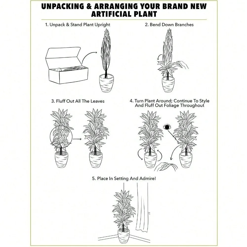 Zamioculcas 인공 식물, 홈 오피스 장식, 4 인치