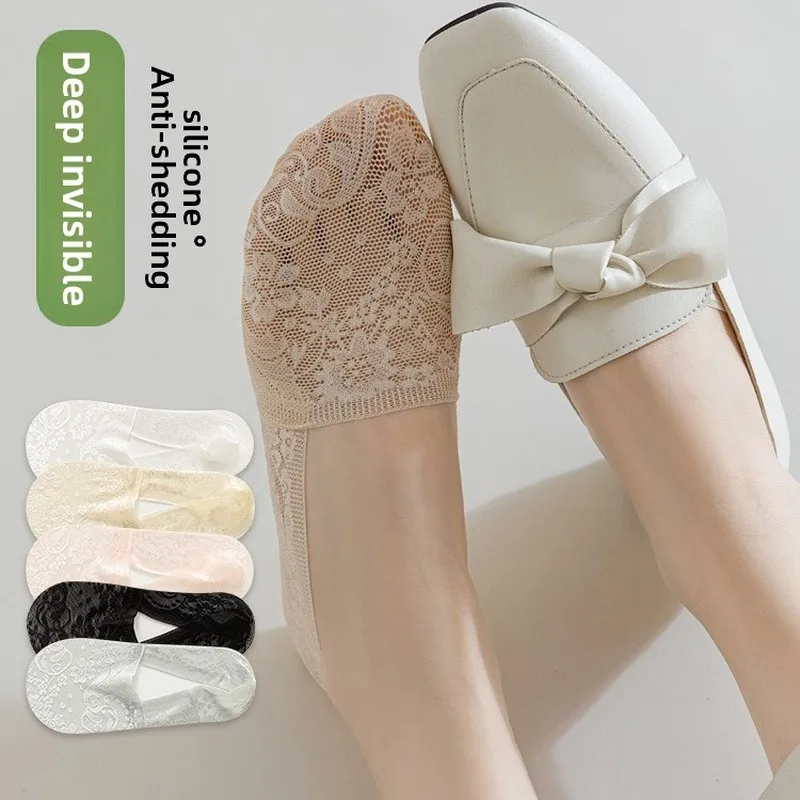 Women's Summer Thin No Show Socks, Cotton Sole Invisible Low Cut Short Socks, Non Slip Stay Put Heel Seamless Ins Trendy Ladies