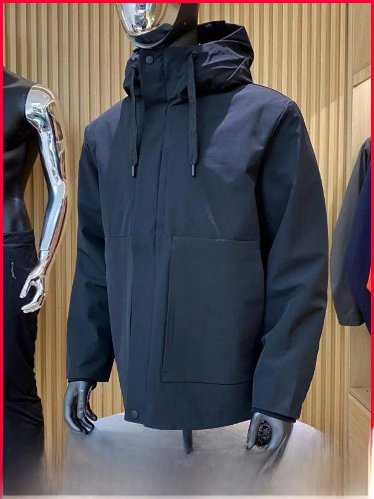 

Thiened Warmth Cotton Jaet Outerwear Casual Outdoor Workwear Hooded Tech Fabric Youth Trendy Long Sve Zipper Closure