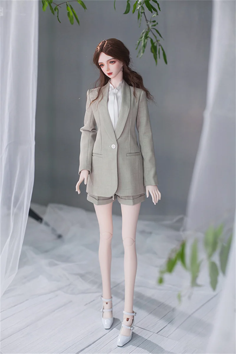 Custom-made 1/3 BJD Dolls Office Lady Formal Black Slim risvolto Suit Coat pantaloncini larghi abbigliamento accessori modello