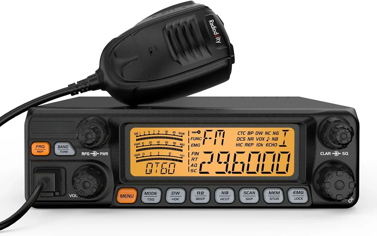 QT60 Pro 10 Meter Radio SSB, AM, FM, PA, 60W High Power Amateur Ham Mobile Transceiver,Large LCD Display,RX & TX Noise Reduction