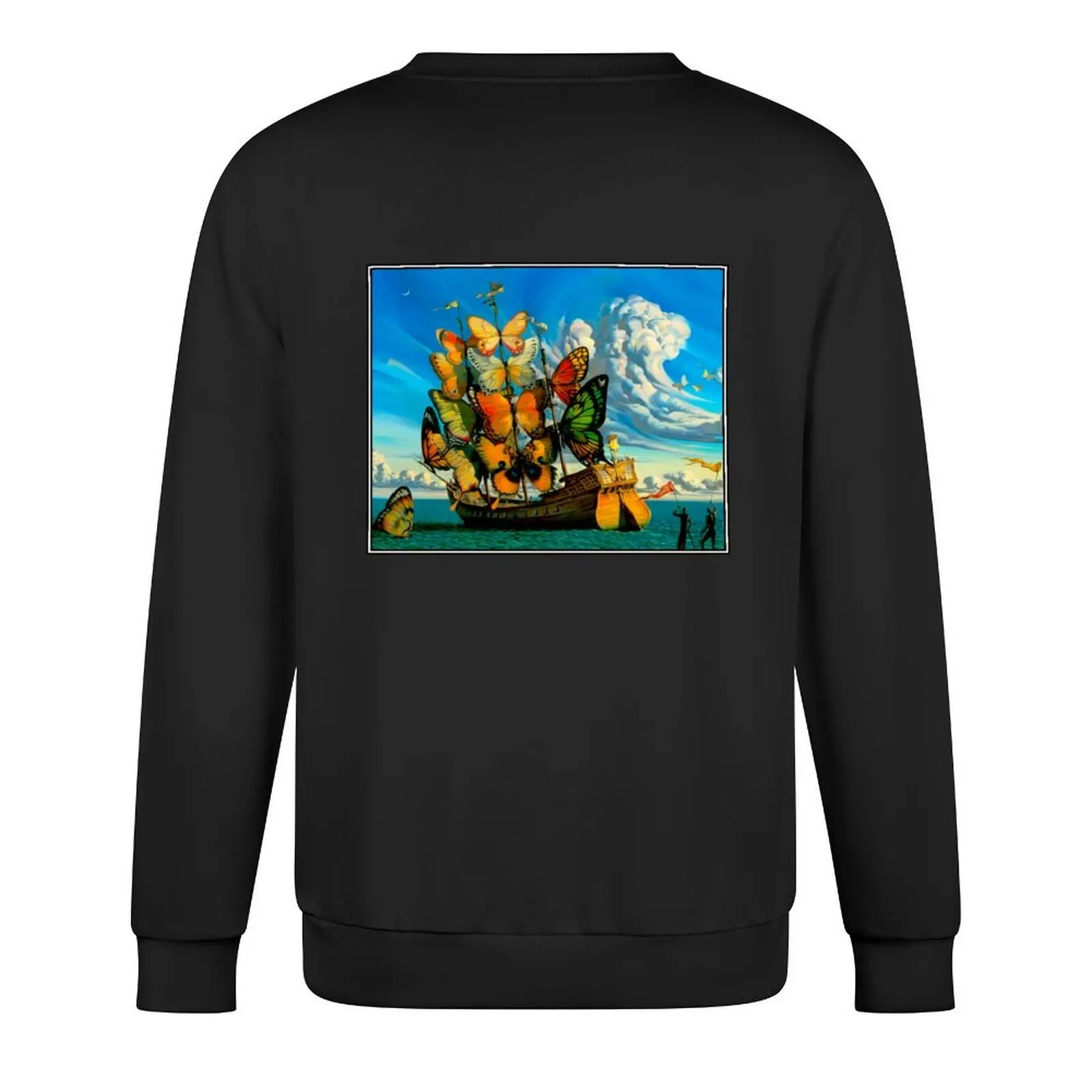 BUTTERFLY SHIP : Vintage Surreal Abstract Fantasy Print Pullover japanese style mens clothes tracksuit sports sweatshirt man