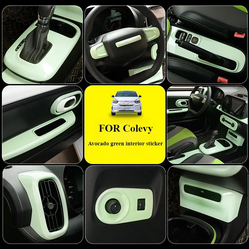 FOR Rongwei Colevy interior stickers decorative steering wheel outlet center console green stickers clever color change stickers