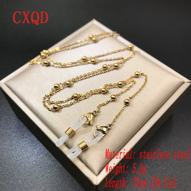 Stainless Steel Gold Silver Color Glasses Bead Chains for Women Sunglasses Strap Eyewear Accessories Cord Hang Masks Gift