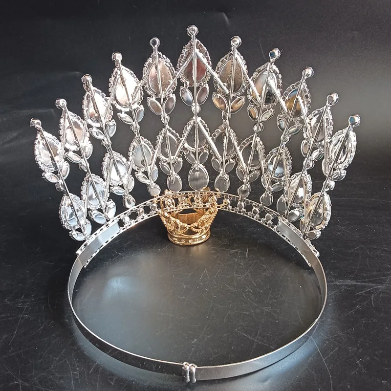 Rhinestone Crystal Crown Tiara Scepter Set Pageant Stage Headpiece for Women Party Costume Hair Accessory