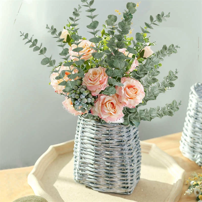 10Pcs Artificial Eucalyptus Leaf Bouquet Fake Plant Garden Wedding Marriage Decoration Outdoor Ornament Home Room Table Decor