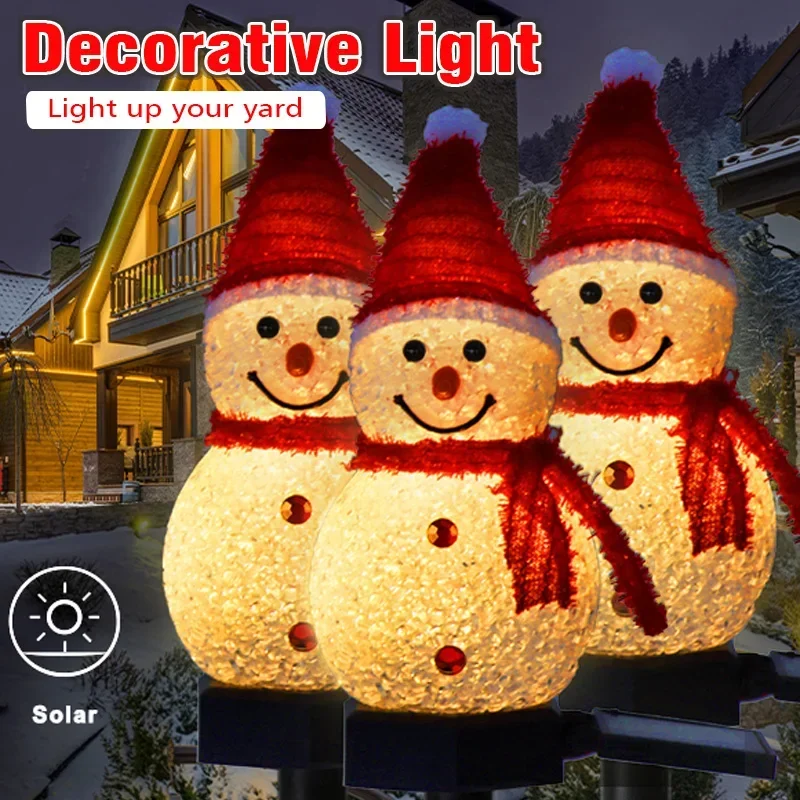 

Christmas Solar Light Snowman Festival Decorations Lamp Outdoor Powered Stakes Lights Corridor Patio Lawn Winter Decoration