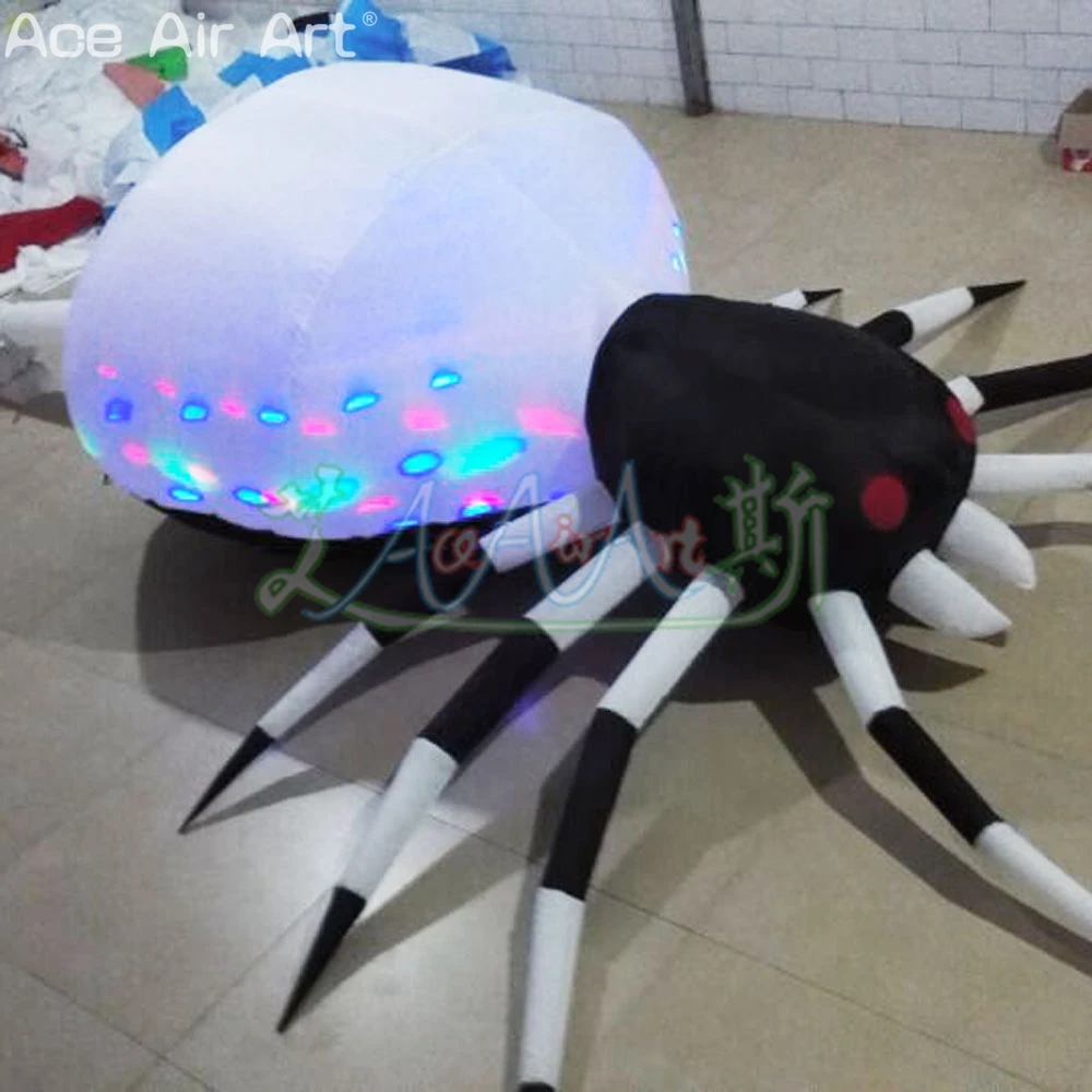 Inflatable Halloween Spider Replica Led Pop Up Spiders Model for Party Yard Decoration