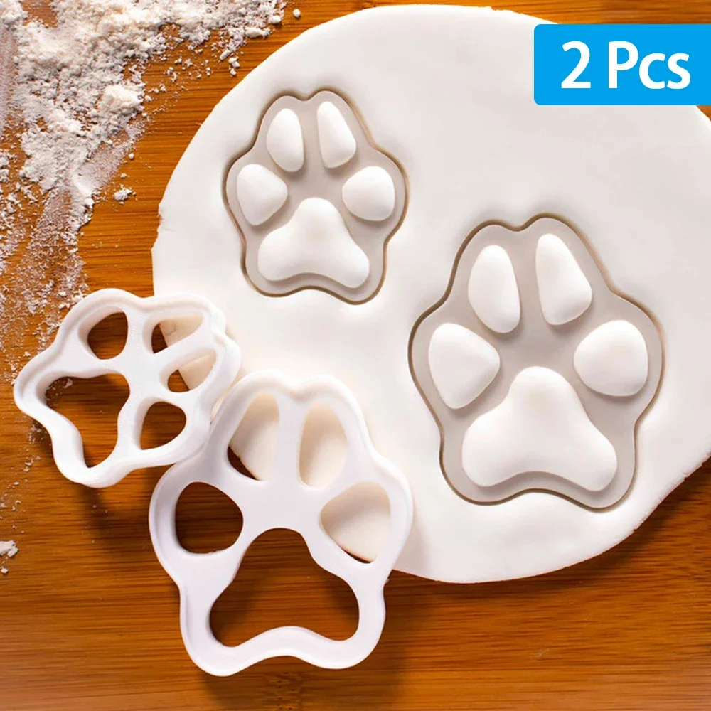 Cortadores de galletas con forma de pata de gato de dibujos animados, molde para pastel, galleta, molde 3D, herramientas para hornear pasteles y Fondant, accesorios de cocina