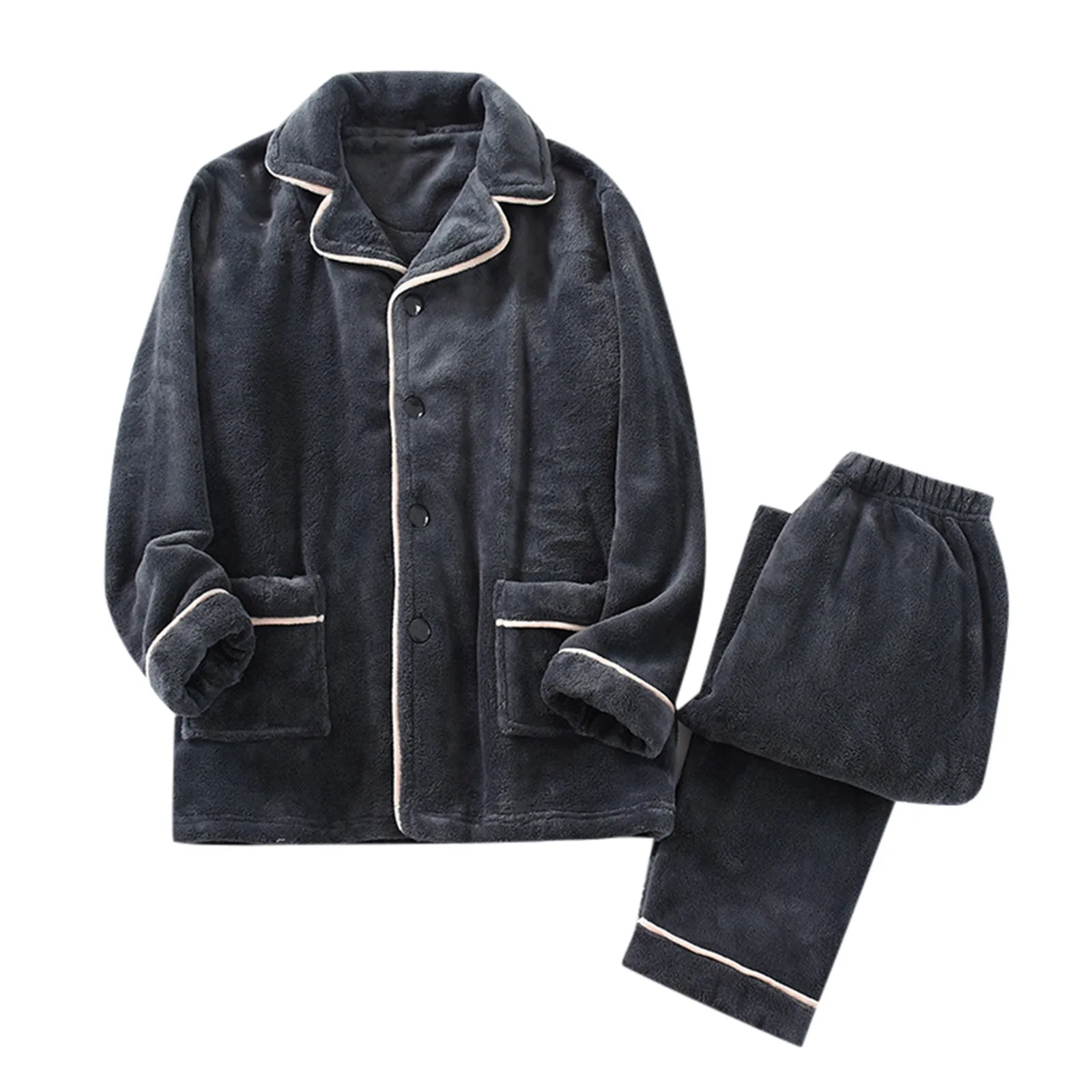 2 قطعة/المجموعة الرجال منامة ملابس نوم الرجال الشتاء سميكة ومزخرفة عارضة الفانيلا منامة مجموعة المنزل ملابس خاصة Ropa De Hombre #3