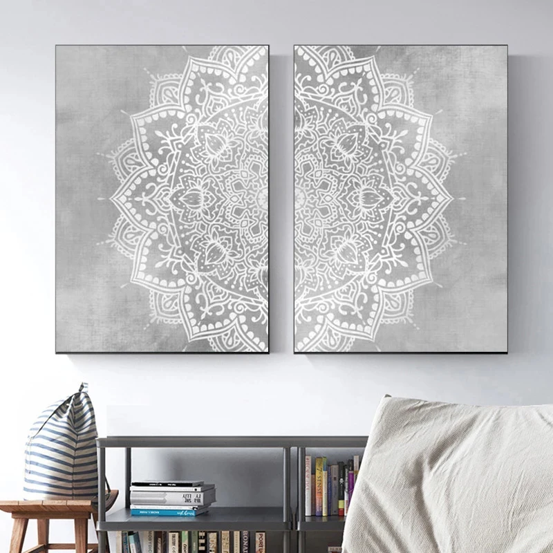 

Modern Gray Mandala No 38b Poster Canvas Painting Print Wall Art Picture for Living Room Interior Home Decoration Cuadros