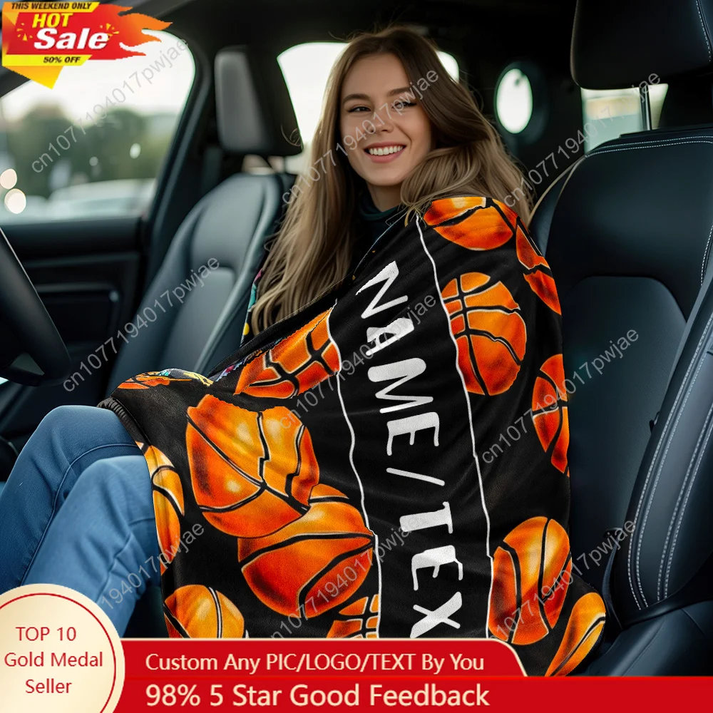 

Customizable Basketball Flannel Throw Blanket - Soft, Warm, and Lightweight for All Seasons, Perfect for Sofa, Camping, Office,