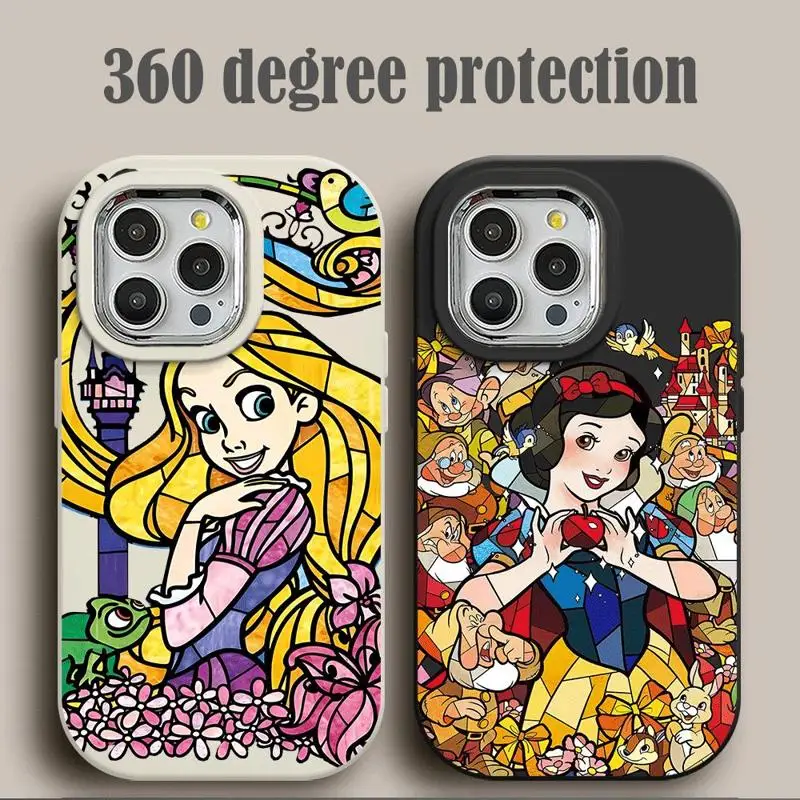 2Disney Princess Phone Case for iPhone 15ProMax 14 Pro 12 11 13 Pro 12Pro 14 15Plus Silicone Luxury Cover